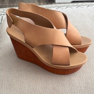 Lucky Brand Brown Cross-Strap Wedges